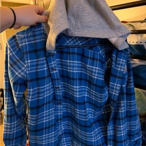 Carhartt Boys Medium Plaid Shirt with Gray Hood